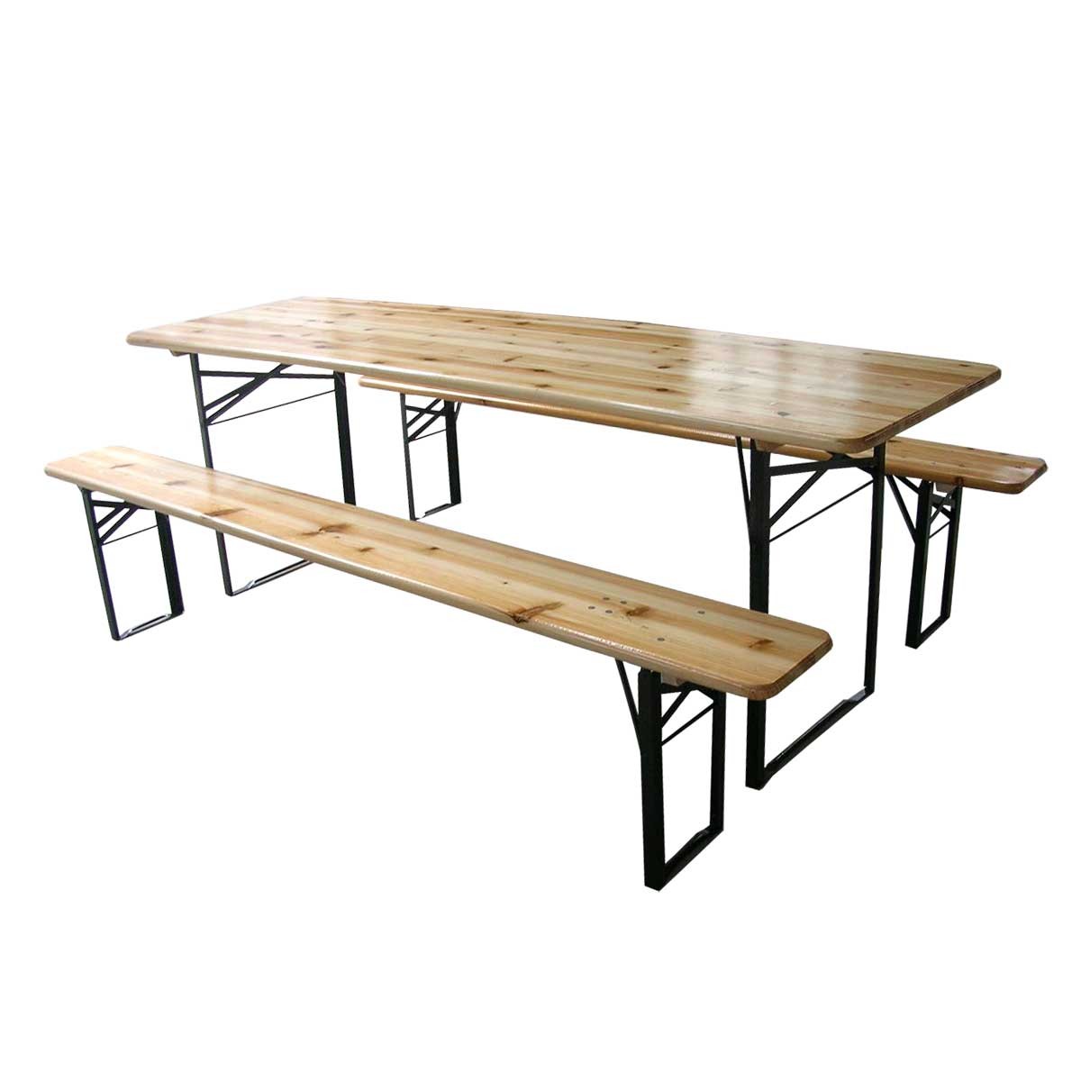 Set Brasserie Table pliante et 2 bancs pliants 183cm