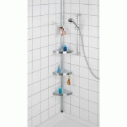 Étagère d'angle de douche télescopique avec 4 plateaux, 3 crochets et 1  porte serviette - h95-300 cm Couleur blanc Calicosy