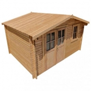 Abri bois massif 19,8m² 40mm traité teinté marron Gardy Shelter