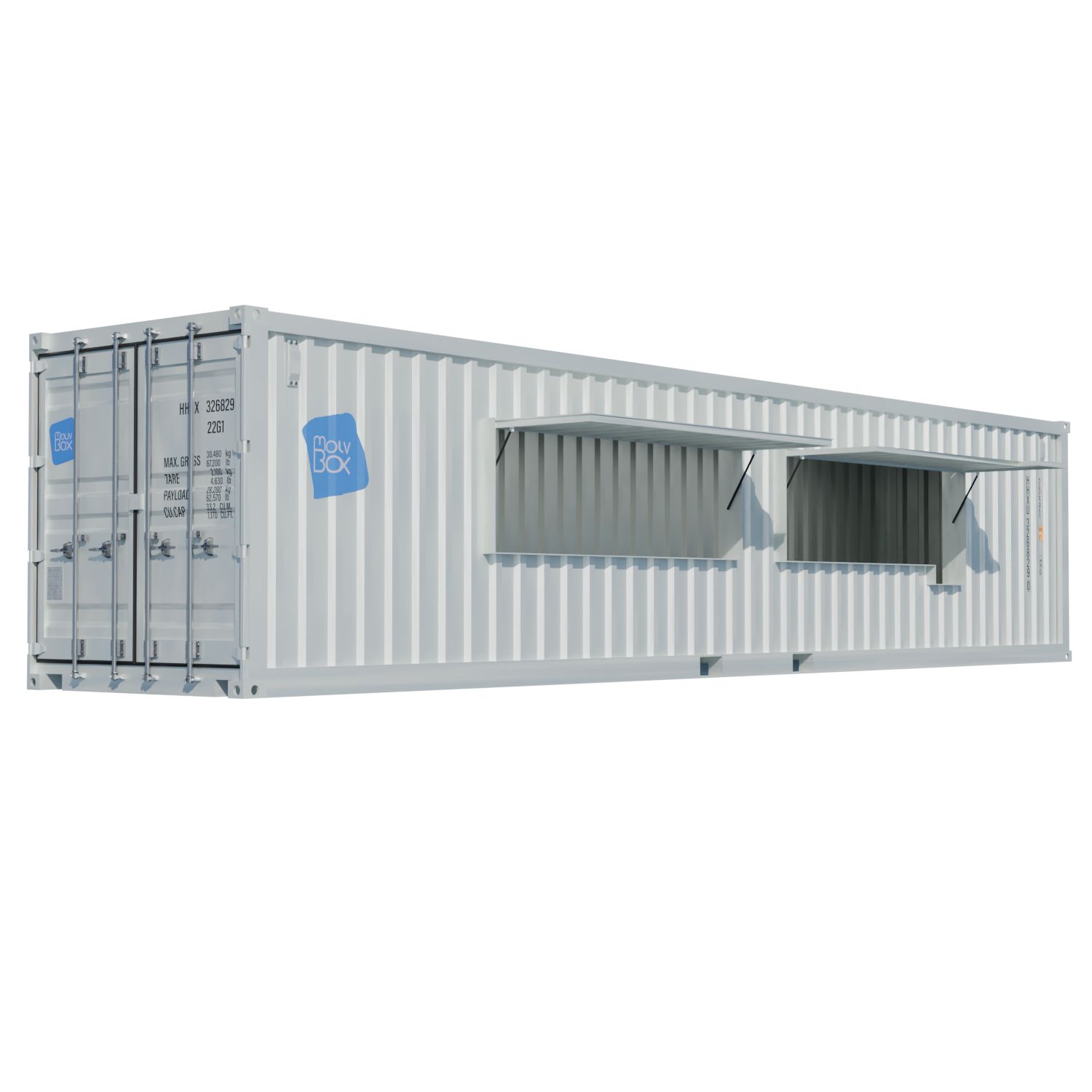 Snack-box 40 pieds mobile, robuste, résistant aux intempéries_0