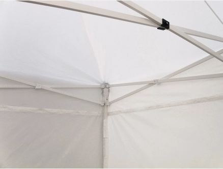 Abri stand parapluie M2 - Buff'hyeres Collectivités - Structure aluminium anodisé - Toit PVC 520 g/m² - Piètement 6 faces Ø 50 mm_0